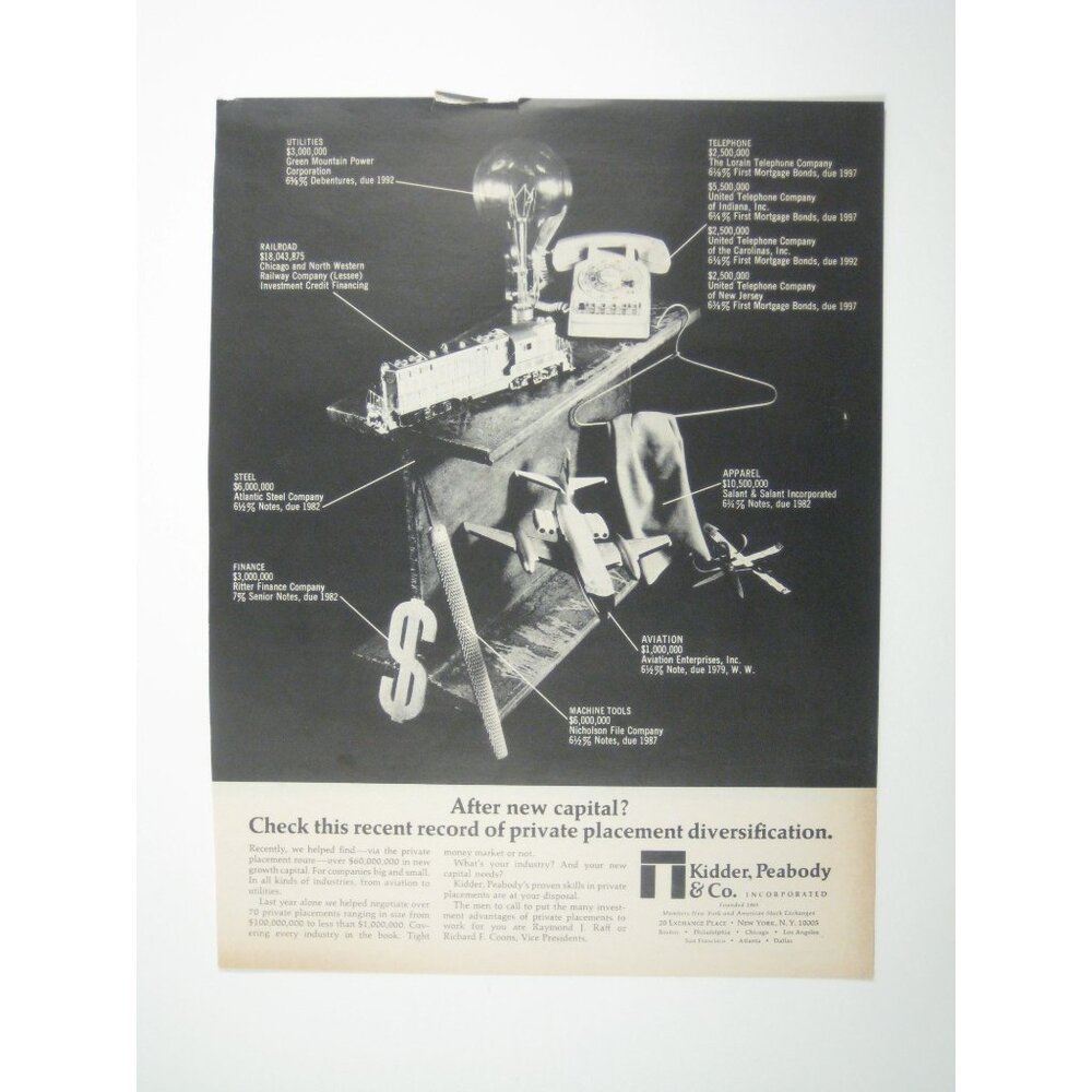 Kidder Peabody C. 1967 Advertisement Diversified Industries Train Light Bulb Pho